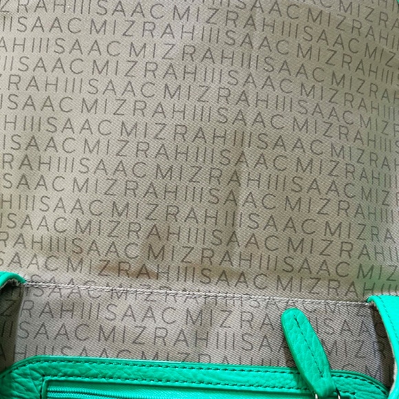 SADDLE BAG, ISAAC MIZRAHI SOFT LEATHER, SHAMROCK GREEN, SHOULDER STRAP, LINED - Picture 10 of 13